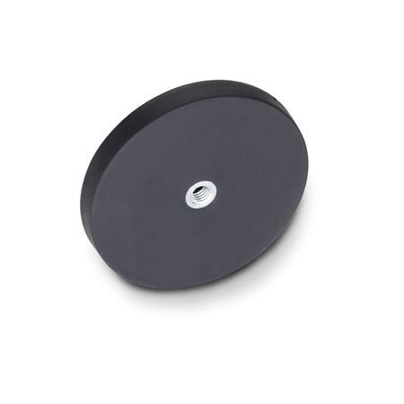 Otto Ganter Retaining Magnet Disc Shaped with Female Thread with Rubber Jacket, GN 51.5